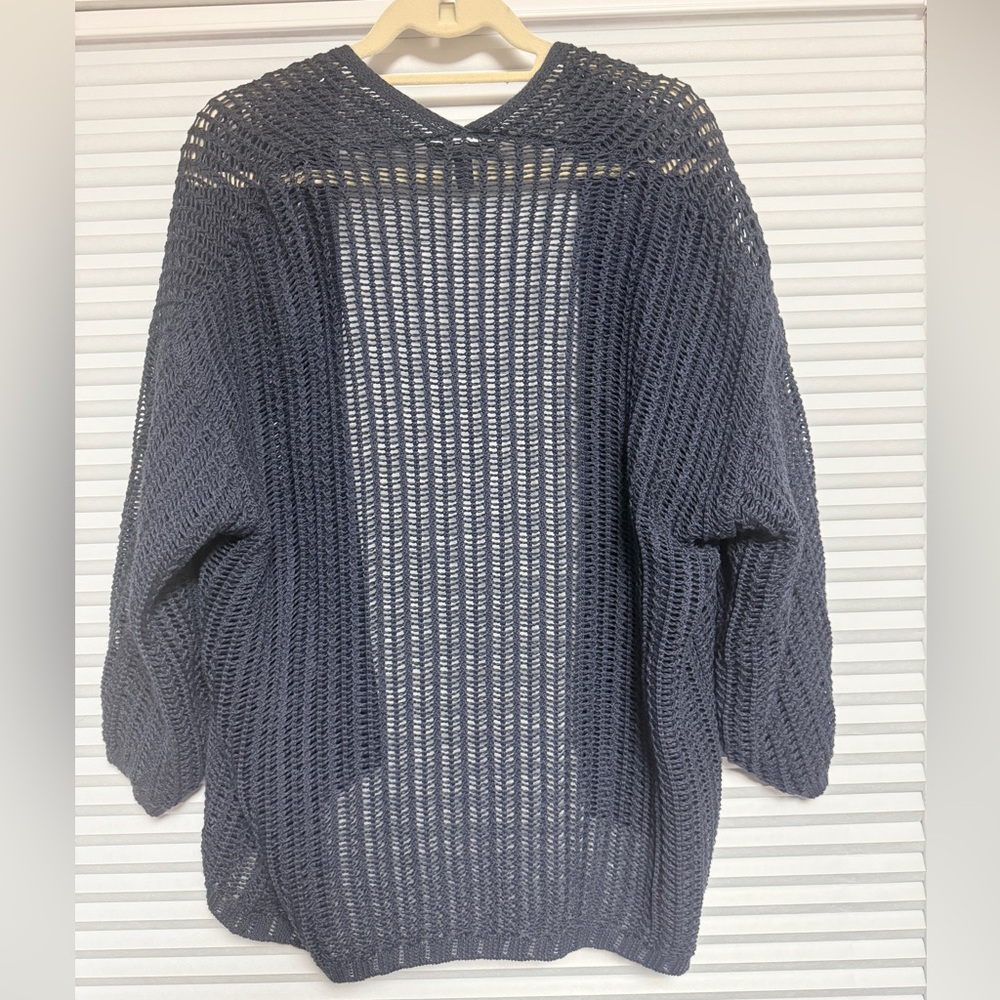 Grade & Gather - Navy LOOSE KNIT CARDIGAN - Picture 2 of 4